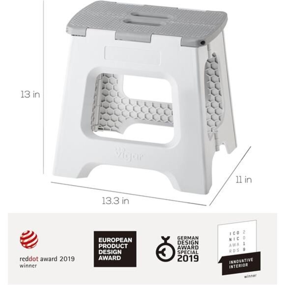 Compact Step Stool Foldable, 12-1/2-inch Step Stools for Adults up to 330 lbs - Picture 2 of 7